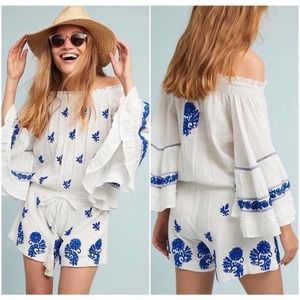NWT Anthropologie Raga Eva Embroidered Romper
